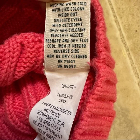 LL Bean preppy pretty pink zip up sweater cardigan 100% cotton xsmall - Picture 8 of 8